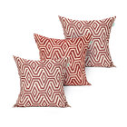 Kit Capa Almofada De Linho Vermelha Geométrica 45cm X 45cm Co