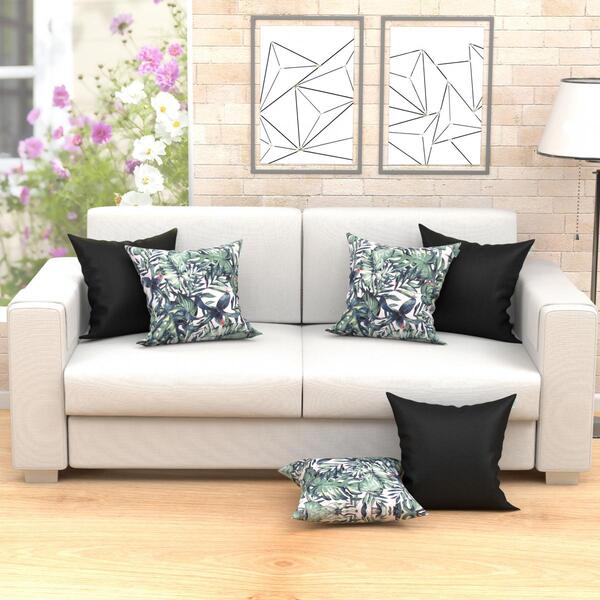 Kit Capa Almofada Decorativa Preta Kit Com 6 Unidades Com Zíp