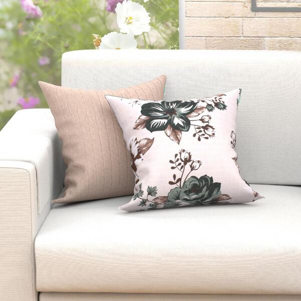 Kit Capa Almofada Estampada Bege 2 Unidades 45cm X 45cm Tecid