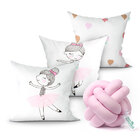 Kit Capa Almofada Estampada Branca 3 Unidades 45cm X 45cm + A