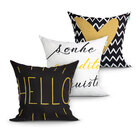 Kit Capa Almofada Estampada Para Sala Frases 3 Unidades 45cm
