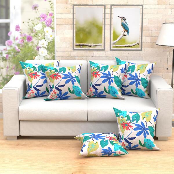 Kit Capa Almofada Floral Estampada Colorida 6 Unidades Grande