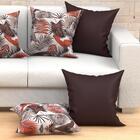 Kit Capa Almofada Grande Marrom Estampada 4 Unidades 60cm X 6