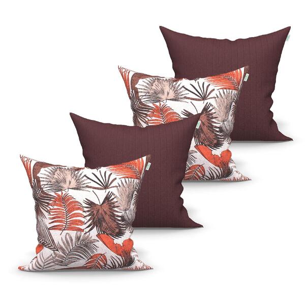 Kit Capa Almofada Grande Marrom Estampada 4 Unidades 60cm X 6