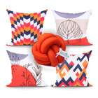 Kit Capa Almofada Laranja Estampada Para Quarto 4 Unidades +