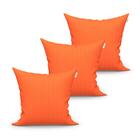 Kit Capa Almofada Laranja Lisa 3 Unidades 45cm X 45cm Tecido