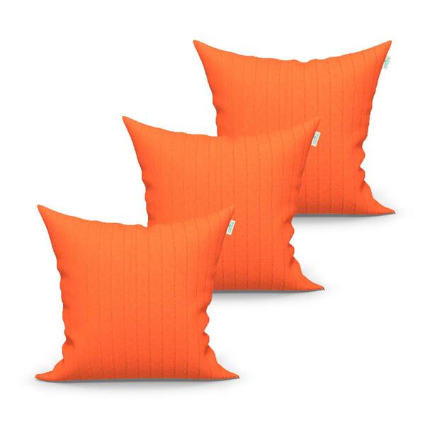 Kit Capa Almofada Laranja Lisa 3 Unidades 45cm X 45cm Tecido