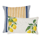 Kit Capa Almofada Quadrada e Retangular Limão Siciliano e Azul 45x45|30x48cm 2 Unidades