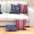 Kit Capa Almofada Listrada E Azul 2 Unidades 45cm X 45cm Teci