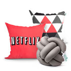 Kit Capa Almofada Netflix Vermelha 2 Unidades 45cm X 45cm + A