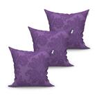 Kit Capa Almofada Roxa Lisa 3 Unidades 45cm X 45cm Tecido Jac