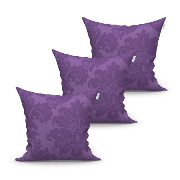 Kit Capa Almofada Roxa Lisa 3 Unidades 45cm X 45cm Tecido Jac