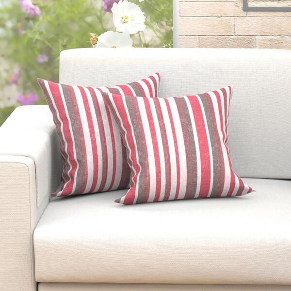 Kit Capa Almofada Vermelha Listrada 2 Unidades 45cm X 45cm Te