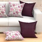 Kit Capa Almofada Vinho Estampada 60cm X 60cm Com Zíper 6 Uni