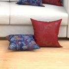 Kit Capa De Almofada Azul E Vermelha Estampada Kit Com 4 Unid