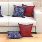 Kit Capa De Almofada Azul E Vermelha Estampada Kit Com 4 Unid