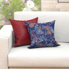 Kit Capa De Almofada Azul E Vermelha Estampada Kit Com 4 Unid