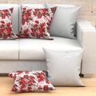 Kit Capa De Almofada Branca E Vermelha Floral Grande 6 Unidad