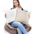 Kit Capa De Almofada De Linho Palha Lisa 45cm X 45cm Com Zípe