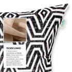 Kit Capa De Almofada De Linho Preta Geométrica 45cm X 45cm Co