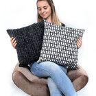 Kit Capa De Almofada De Linho Preta Lisa 45cm X 45cm Com Zípe