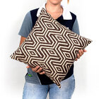 Kit Capa De Almofada De Linho Tabaco Geométrica 45cm X 45cm C