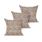 Kit Capa De Almofada De Linho Tabaco Geométrica 45cm X 45cm C