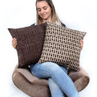 Kit Capa De Almofada De Linho Tabaco Lisa 45cm X 45cm Com Zíp