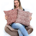 Kit Capa De Almofada De Linho Vermelha Geométrica 45cm X 45cm