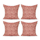 Kit Capa De Almofada De Linho Vermelha Geométrica 45cm X 45cm