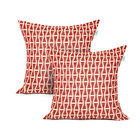 Kit Capa De Almofada De Linho Vermelha Geométrica 45cm X 45cm