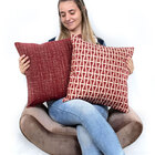 Kit Capa De Almofada De Linho Vermelha Lisa 45cm X 45cm Com Z