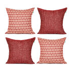 Kit Capa De Almofada De Linho Vermelha Lisa 45cm X 45cm Com Z