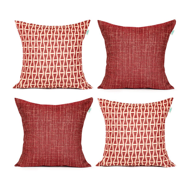 Kit Capa De Almofada De Linho Vermelha Lisa 45cm X 45cm Com Z