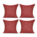 Kit Capa De Almofada De Linho Vermelha Lisa 45cm X 45cm Com Z