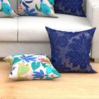 Kit Capa De Almofada Estampada E Azul 2 Unidades Grande 60cm