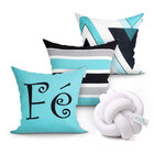 Kit Capa De Almofada Fé Azul Estampada 3 Unidades 45cm X 45cm