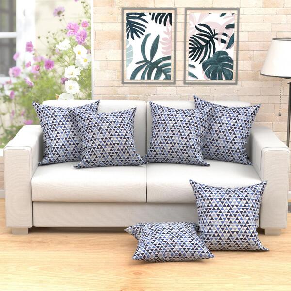 Kit Capa De Almofada Geométrica Azul 6 Unidades 60cm X 60cm G
