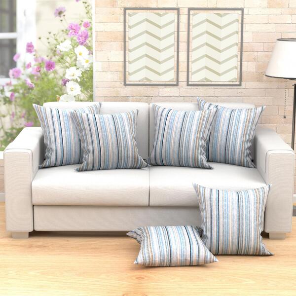 Kit Capa De Almofada Grande Listrada Azul 6 Unidades Grandes