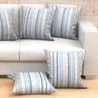 Kit Capa De Almofada Grande Listrada Azul 6 Unidades Grandes
