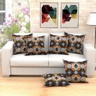 Kit Capa De Almofada Preta Estampada Geométrica Grande 6 Unid