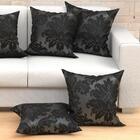 Kit Capa De Almofada Preta Medalhão Clássica Grande 60cm X 60