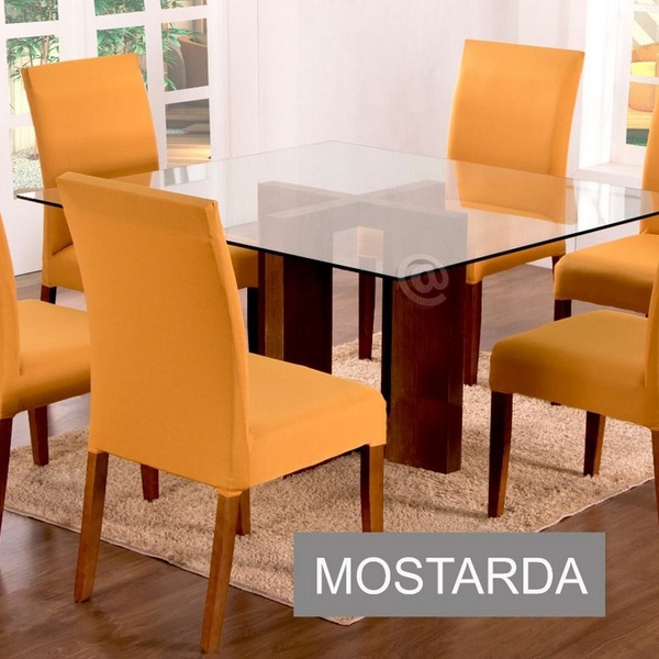 Kit Capa De Cadeira Lisa 2 Peças Mostarda