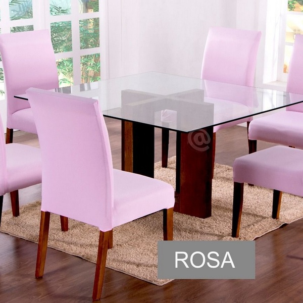 Kit Capa De Cadeira Lisa 6 Peças Rosa