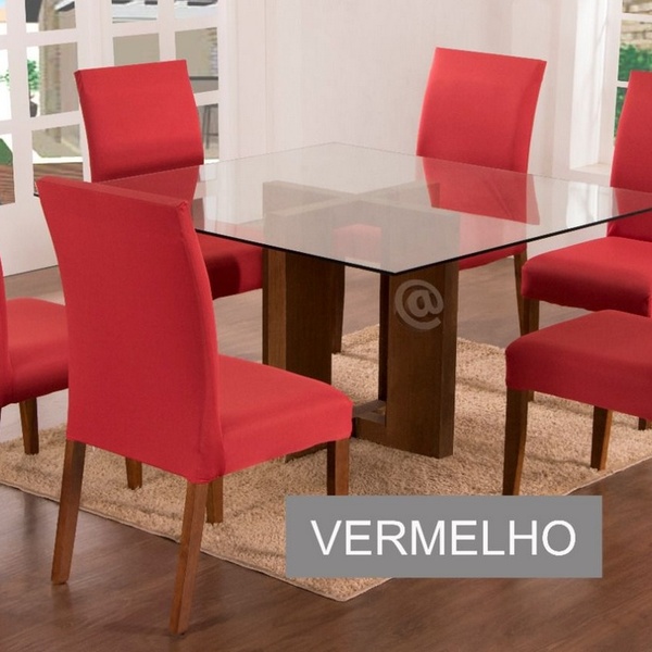Kit Capa De Cadeira Lisa 6 Peças Vermelho