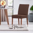 Kit Capa De Cadeira Marrom Malha Suplex Com Elástico 4 Peças