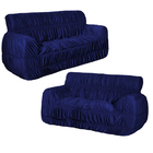 Kit Capa De Sofá Protetora Jogo 2 E 3 Lugares Moderna Azul M