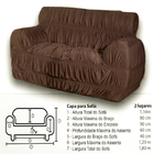 Kit Capa P Sofá 2 E 3 Lugares Protege Premium Tecido Marrom