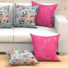 Kit Capa Para Almofada Rosa E Floral Grande 2 Unidades 60cm X
