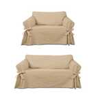 Kit Capa Para Sofá De 2 E 3 Lugares Em Brim Peletizado Bege